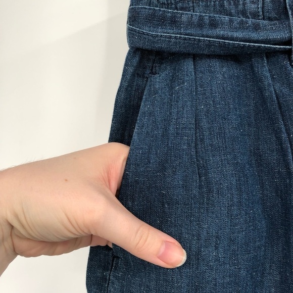 J.CREW Paper-Bag Pant Chambray Denim High Waist Tie Belt Pockets Pleated An054 0 - Picture 4 of 13